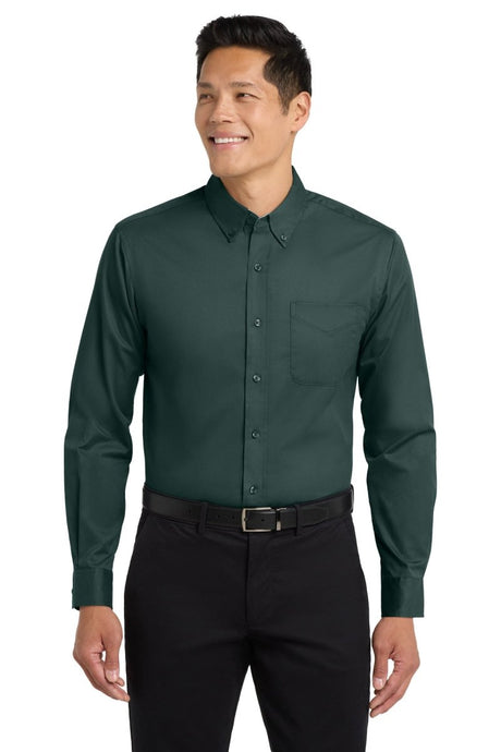 Port Authority ® Long Sleeve Easy Care Shirt S608 - Port Authority S608 Dark Green/ Navy XS Woven Shirts