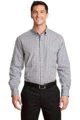 Port Authority ® Long Sleeve Gingham Easy Care Shirt. S654 - Port Authority S654 Black/ Charcoal XS Woven Shirts