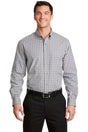 Port Authority ® Long Sleeve Gingham Easy Care Shirt. S654 - Port Authority S654 Black/ Charcoal XS Woven Shirts