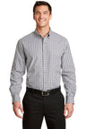 Port Authority ® Long Sleeve Gingham Easy Care Shirt. S654 - Port Authority S654 Black/ Charcoal XS Woven Shirts
