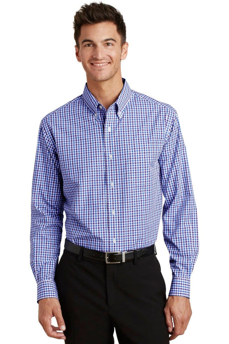 Port Authority ® Long Sleeve Gingham Easy Care Shirt. S654 - Port Authority S654 Blue/ Purple XS Woven Shirts