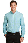 Port Authority ® Long Sleeve Gingham Easy Care Shirt. S654 - Port Authority S654 Green/ Aqua XS Woven Shirts