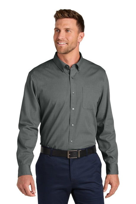 Port Authority ® Long Sleeve Nailhead Easy Care Shirt W816 - Port Authority W816 Deep Black XS Woven Shirts