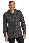 Port Authority ® Long Sleeve Ombre Plaid Shirt W672 - Port Authority W672 Deep Black XS Woven Shirts