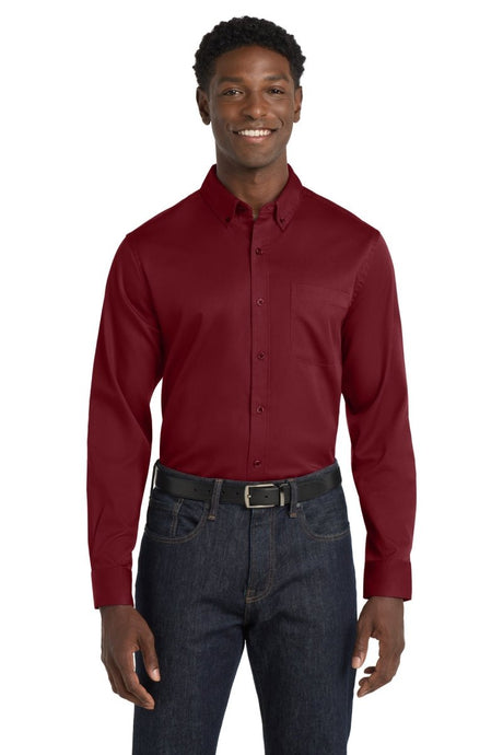 Port Authority ® Long Sleeve SuperPro React ™ Twill Shirt. W808 - Port Authority W808 Burgundy XS Woven Shirts
