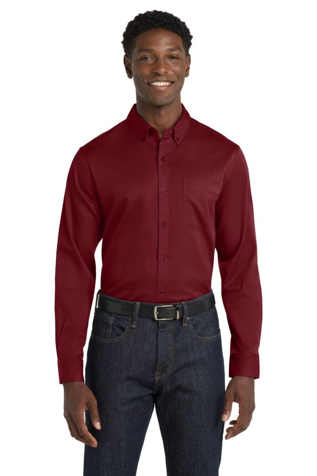 Port Authority ® Long Sleeve SuperPro React ™ Twill Shirt. W808 - Port Authority W808 Burgundy XS Woven Shirts
