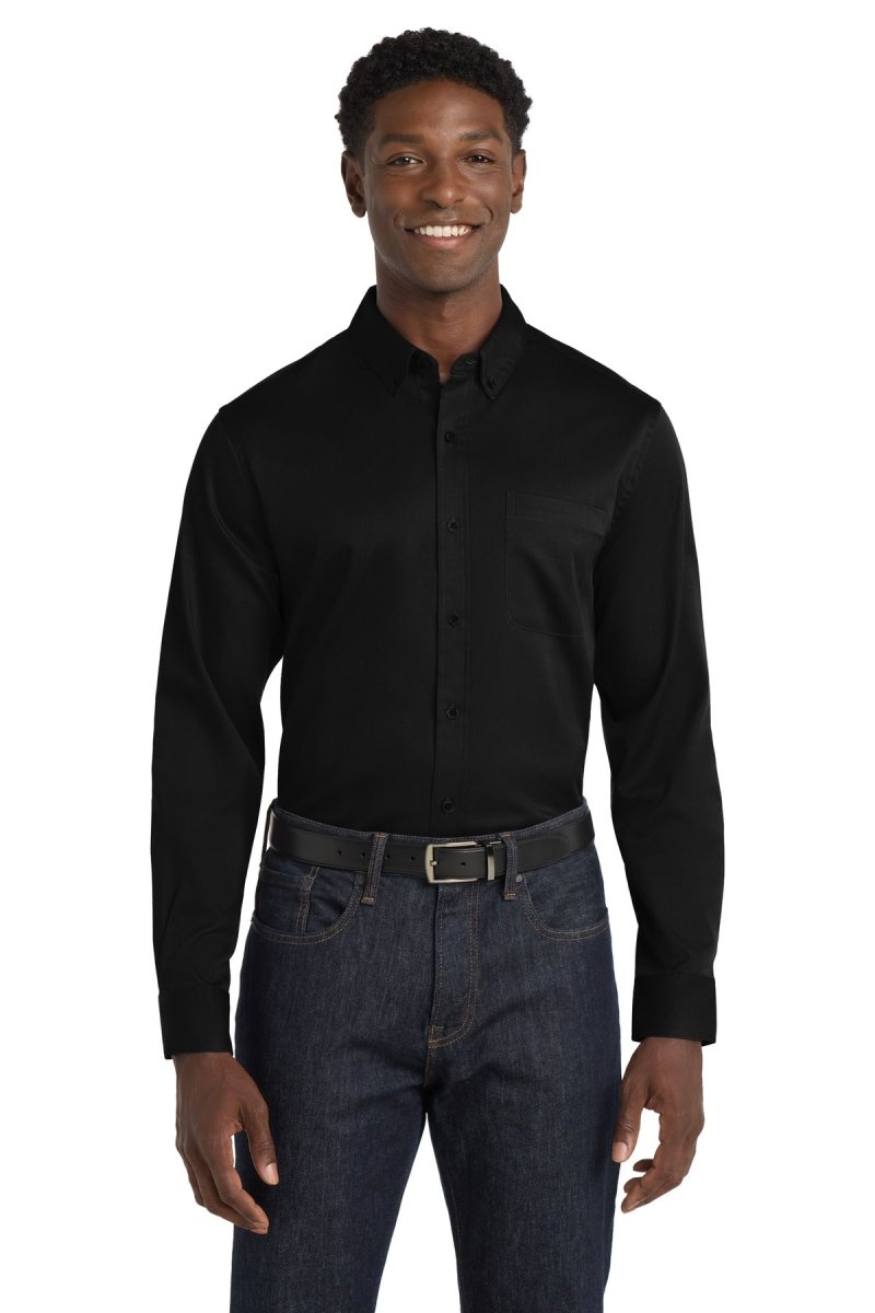 Port Authority ® Long Sleeve SuperPro React ™ Twill Shirt. W808 - Port Authority W808 Deep Black XS Woven Shirts