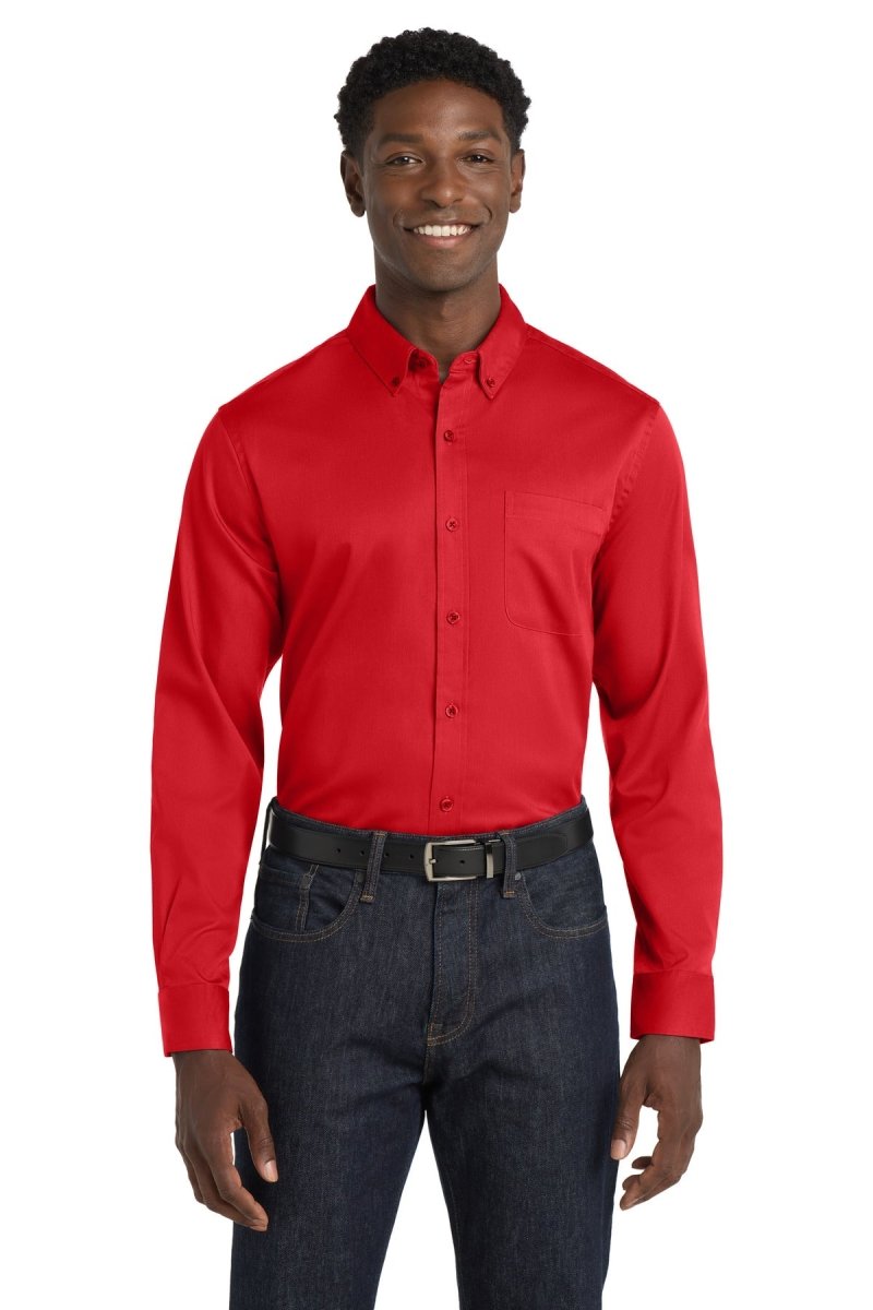Port Authority ® Long Sleeve SuperPro React ™ Twill Shirt. W808 - Port Authority W808 Rich Red XS Woven Shirts