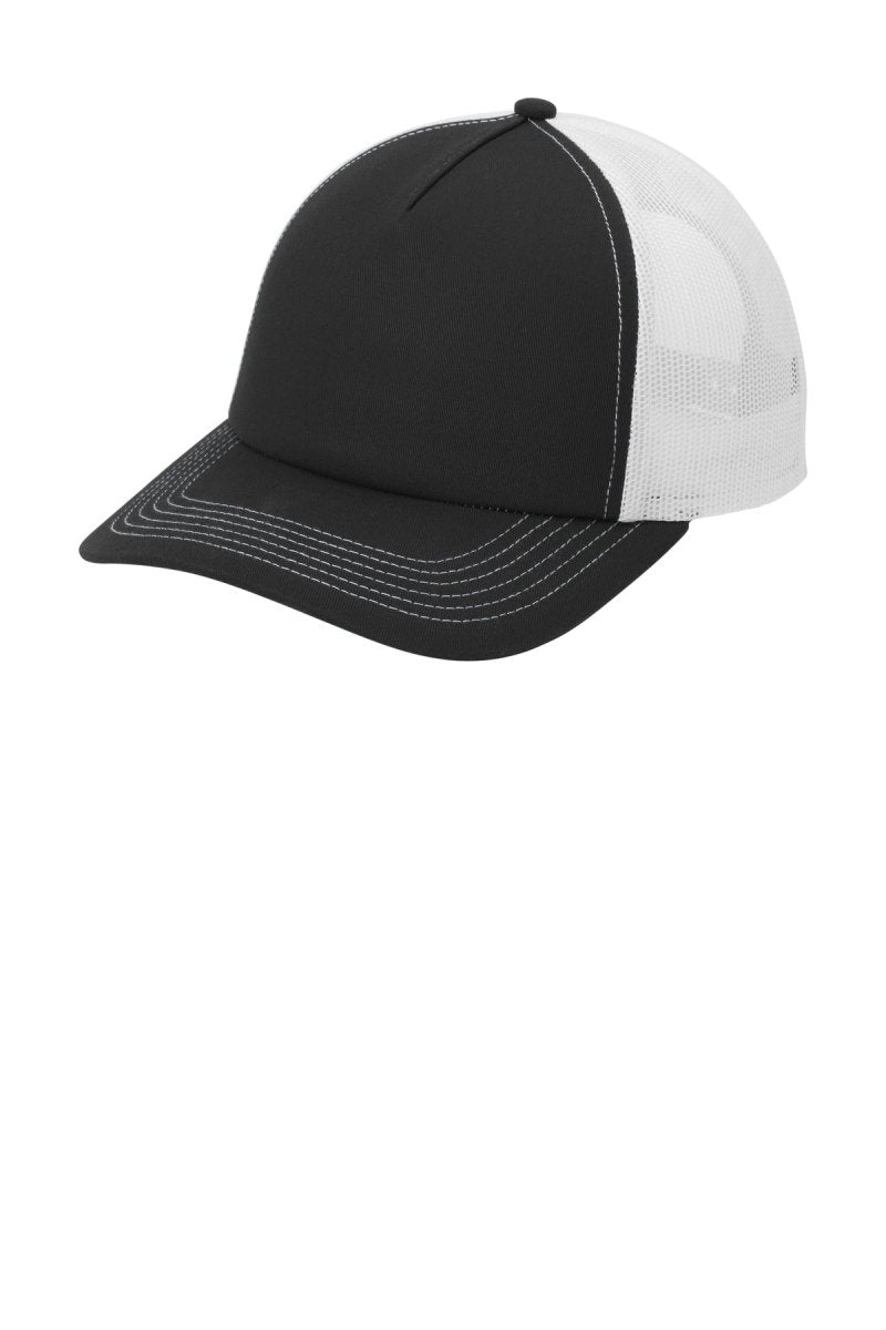 Port Authority ® Low - Profile Snapback 5 - Panel Trucker Cap C115LP - Port Authority C115LP Black/ White OSFA Hats