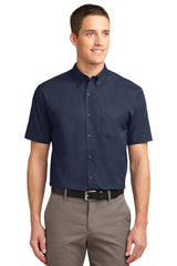 Port Authority S508 Short Sleeve Easy Care Shirt – Wholesale Woven Dress Shirts Navy/ Light Stone XS Woven Shirts
