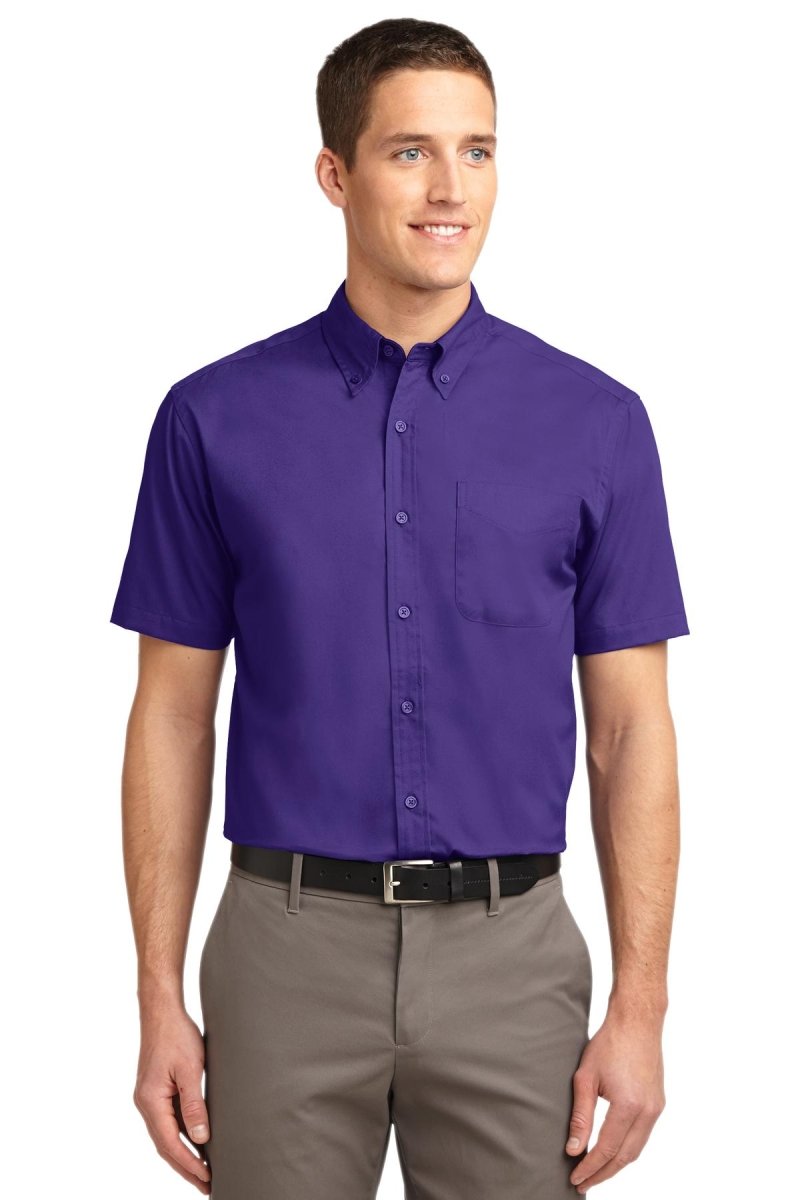 Port Authority S508 Short Sleeve Easy Care Shirt – Wholesale Woven Dress Shirts Purple/ Light Stone XS Woven Shirts