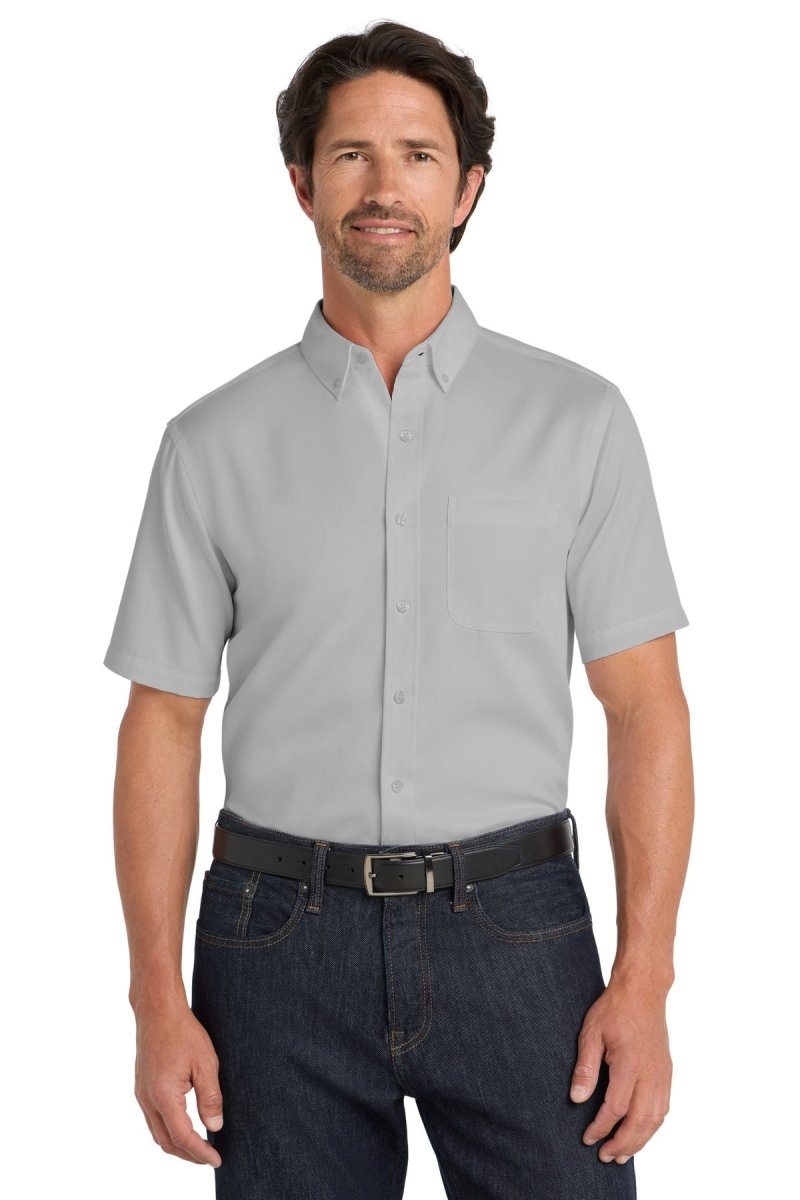 Port Authority ® Short Sleeve SuperPro React ™ Twill Shirt. W809 - Port Authority W809 Gusty Grey XS Woven Shirts