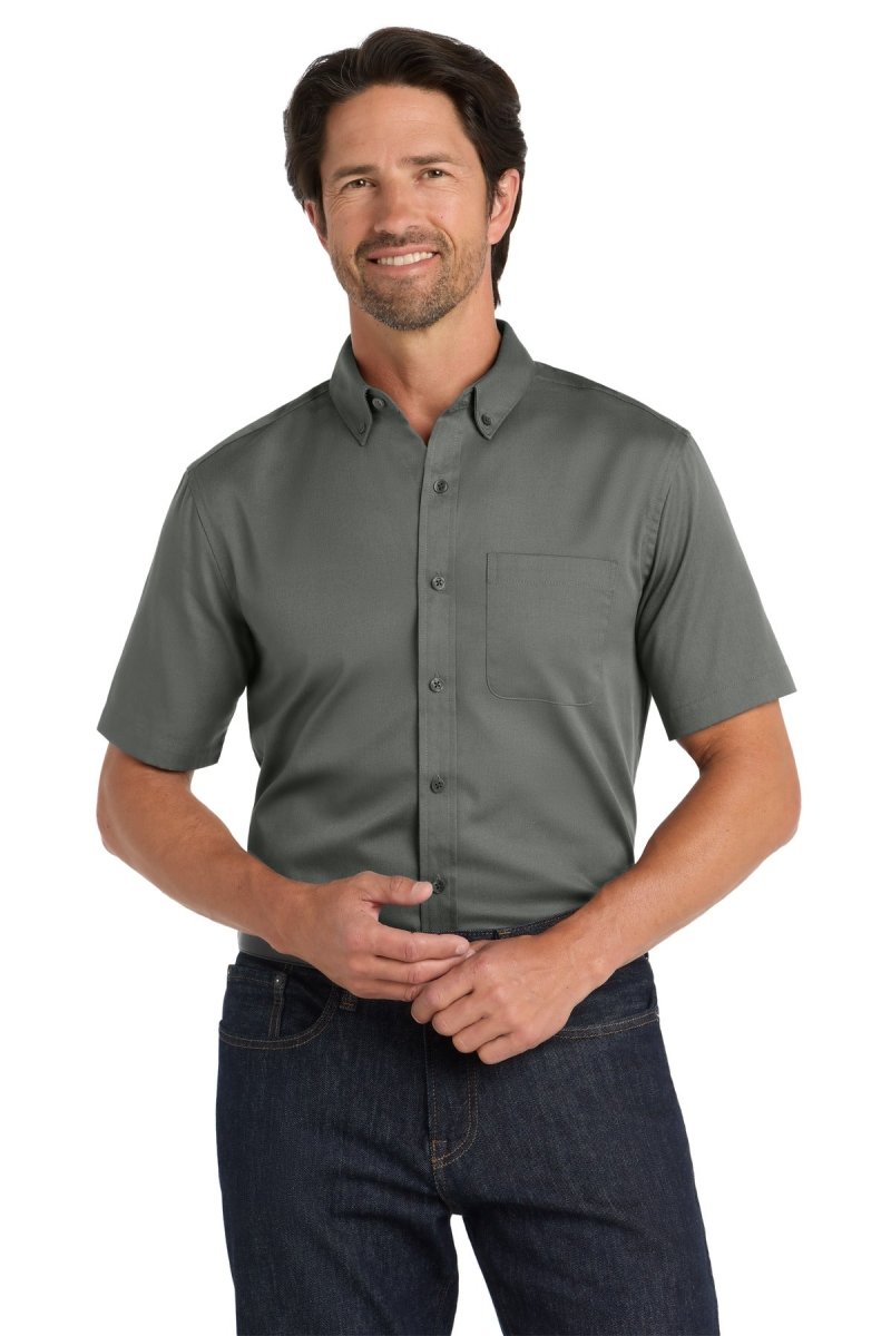 Port Authority ® Short Sleeve SuperPro React ™ Twill Shirt. W809 - Port Authority W809 Storm Grey XS Woven Shirts