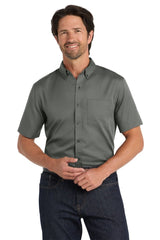 Port Authority ® Short Sleeve SuperPro React ™ Twill Shirt. W809 - Port Authority W809 Storm Grey XS Woven Shirts