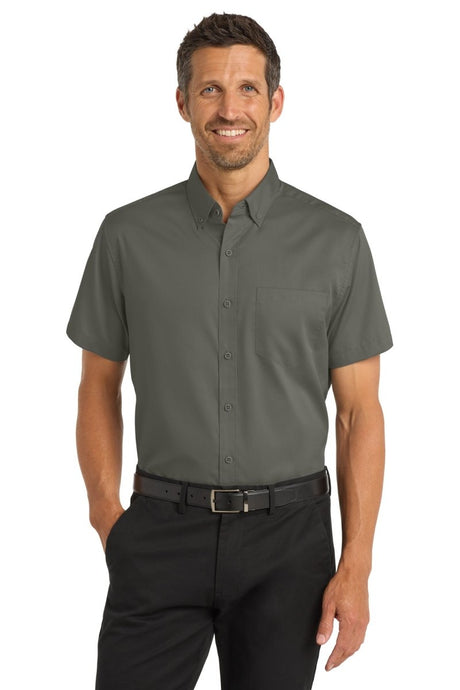 Port Authority ® Short Sleeve SuperPro ™ Twill Shirt. S664 - Port Authority S664 Sterling Grey XS Woven Shirts