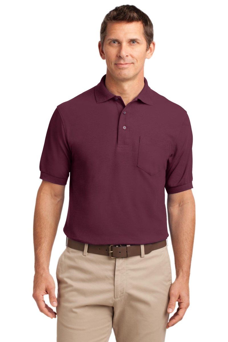 Port Authority ® Silk Touch™ Polo with Pocket. K500P - Port Authority K500P Burgundy XS Polos/Knits