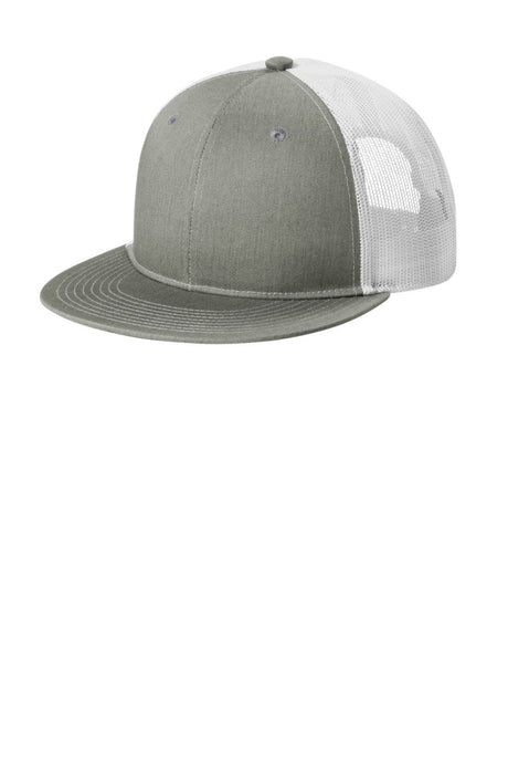 Port Authority ® Snapback Flat Bill Trucker Cap C117 - Port Authority C117 Heather Grey/ White OSFA Hats