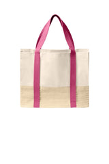 Port Authority ® Straw Market Tote BG450 - Port Authority BG450 Awareness Pink OSFA Bags & Totes
