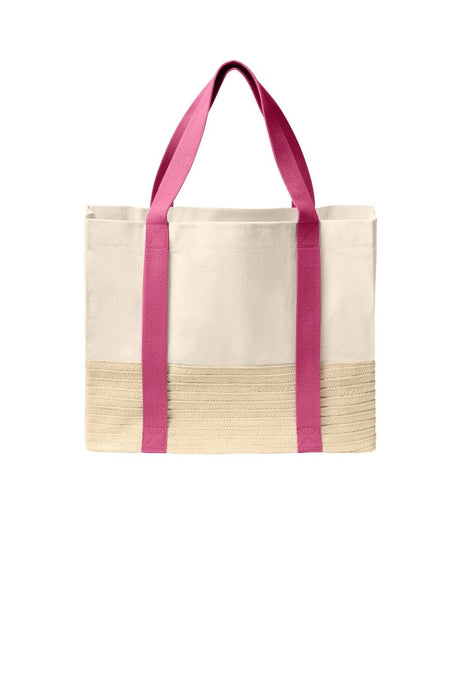 Port Authority ® Straw Market Tote BG450 - Port Authority BG450 Awareness Pink OSFA Bags & Totes