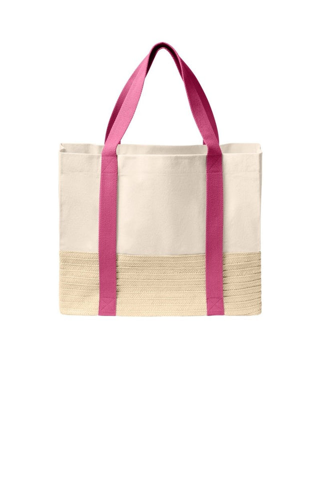 Port Authority ® Straw Market Tote BG450 - Port Authority BG450 Awareness Pink OSFA Bags & Totes