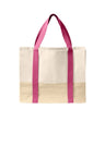Port Authority ® Straw Market Tote BG450 - Port Authority BG450 Awareness Pink OSFA Bags & Totes