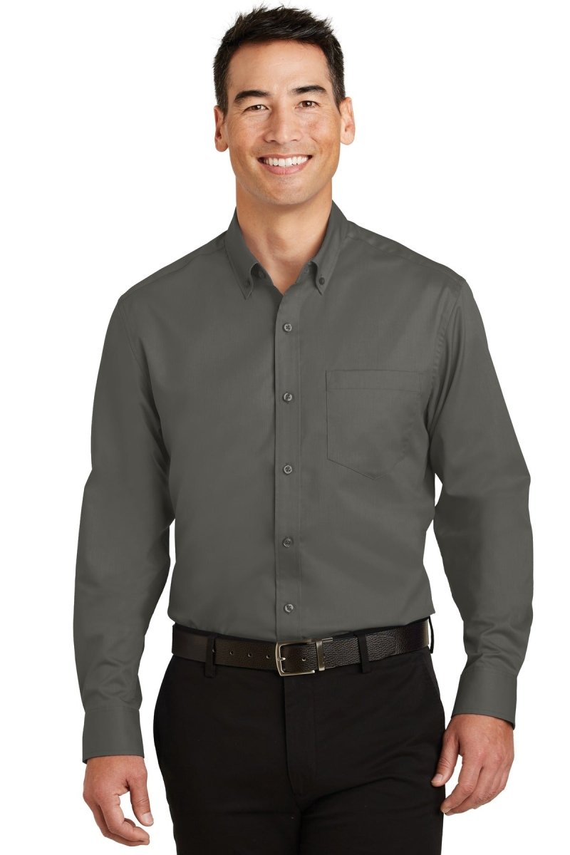 Port Authority ® SuperPro ™ Twill Shirt. S663 - Port Authority S663 Sterling Grey XS Woven Shirts