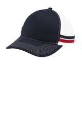 Port Authority ® Two - Stripe Snapback Trucker Cap. C113 - Port Authority C113 Rich Navy/ Flame Red/ White OSFA Hats