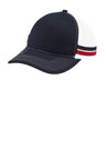 Port Authority ® Two - Stripe Snapback Trucker Cap. C113 - Port Authority C113 Rich Navy/ Flame Red/ White OSFA Hats