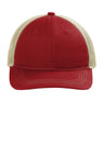 Port Authority ® Unstructured Snapback Trucker Cap C119 - Port Authority C119 Flame Red/ Tan OSFA Hats