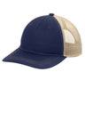 Port Authority ® Unstructured Snapback Trucker Cap C409 - Port Authority C409 True Navy/ Tan OSFA Hats