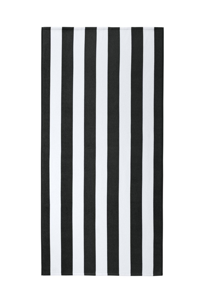 Port Authority ® Value Cabana Stripe Beach Towel PT45 - Port Authority PT45 Black OSFA Classic Towels