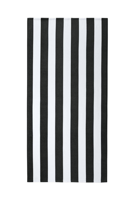 Port Authority ® Value Cabana Stripe Beach Towel PT45 - Port Authority PT45 Black OSFA Classic Towels