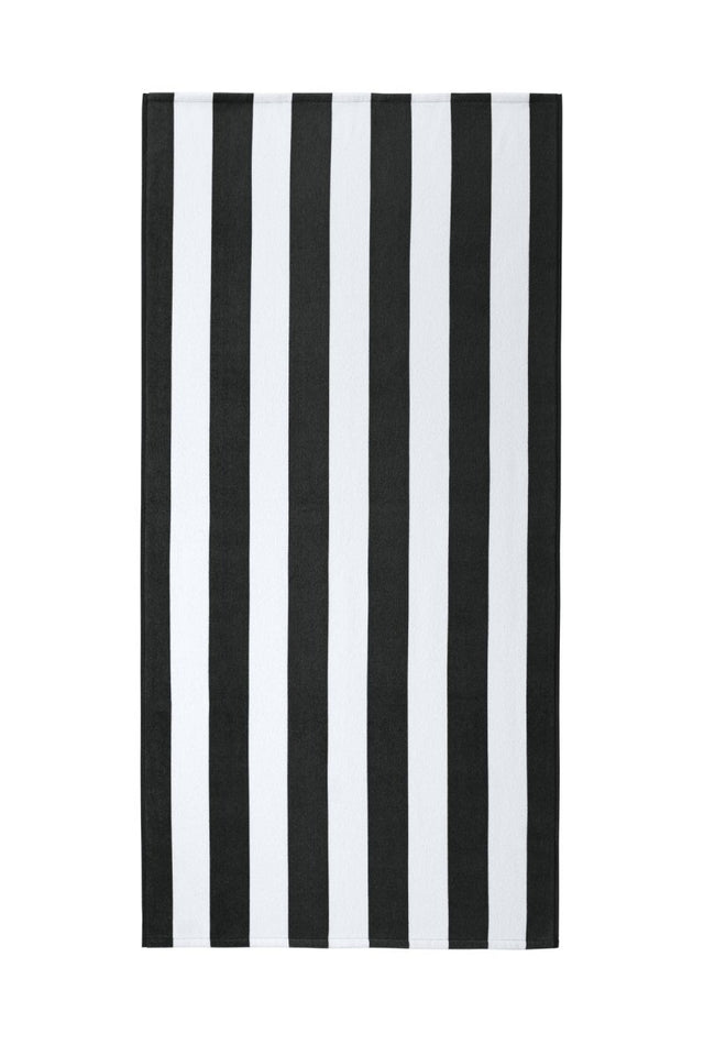Port Authority ® Value Cabana Stripe Beach Towel PT45 - Port Authority PT45 Black OSFA Classic Towels