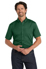 Port Authority W809 Short Sleeve SuperPro React Twill Shirt - Port Authority W809 Dark Green XS Woven Shirts