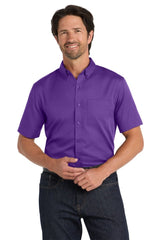 Port Authority W809 Short Sleeve SuperPro React Twill Shirt - Port Authority W809 Purple XS Woven Shirts