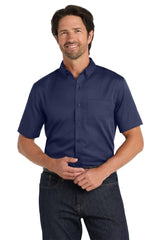 Port Authority W809 Short Sleeve SuperPro React Twill Shirt - Port Authority W809 True Navy XS Woven Shirts