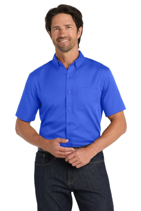Port Authority W809 Short Sleeve SuperPro React Twill Shirt - Port Authority W809 True Royal XS Woven Shirts