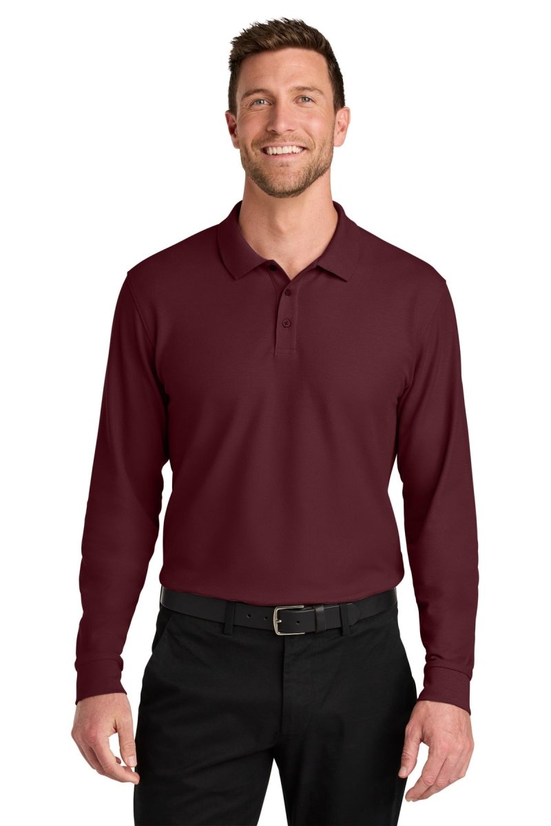 Port Authority ® Wearever Signature Pique Long Sleeve Polo K200LS - Port Authority K200LS Burgundy XS Polos/Knits