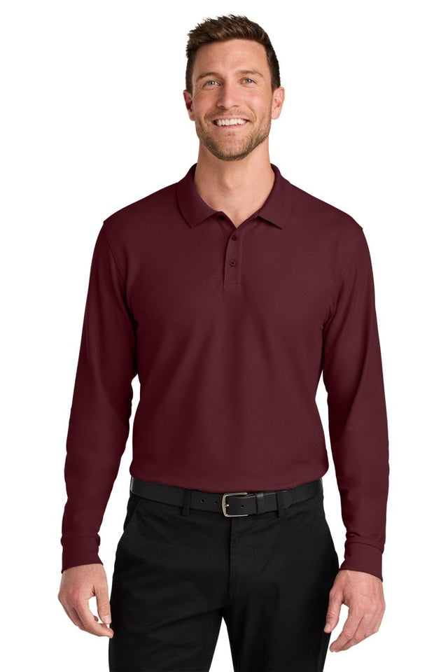 Port Authority ® Wearever Signature Pique Long Sleeve Polo K200LS - Port Authority K200LS Burgundy XS Polos/Knits