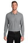 Port Authority ® Wearever Signature Pique Long Sleeve Polo K200LS - Port Authority K200LS Gusty Grey XS Polos/Knits