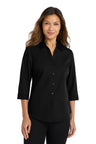 Port Authority ® Women's 3/4 - Sleeve Carefree Poplin Shirt. LW102 - Port Authority LW102 Deep Black XS Women's