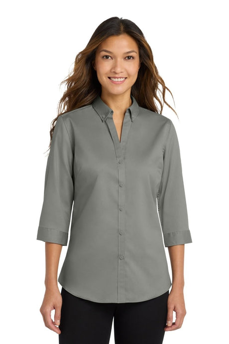 Port Authority ® Women's 3/4 - Sleeve SuperPro ™ Twill Shirt. L665 - Port Authority L665 Monument Grey XS Women's