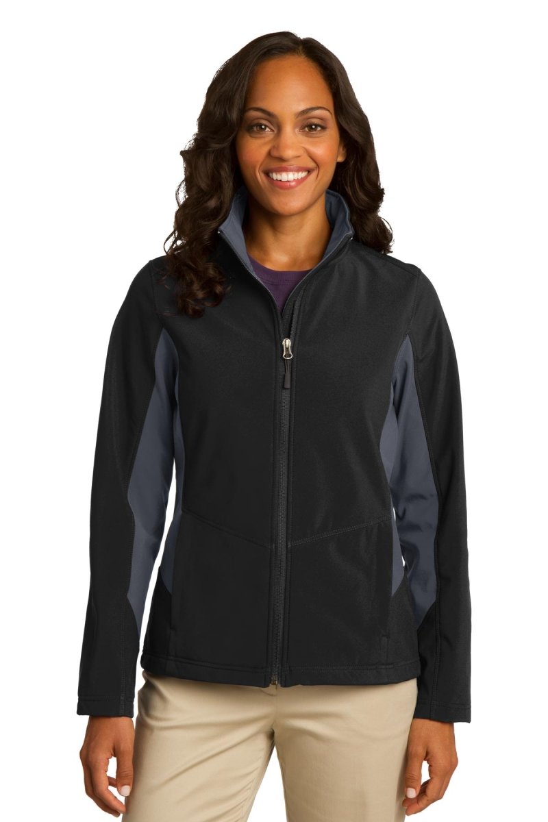 Port Authority ® Women's Core Colorblock Soft Shell Jacket. L318 - Port Authority L318 Black/ Battleship Grey XS Soft Shell Jackets