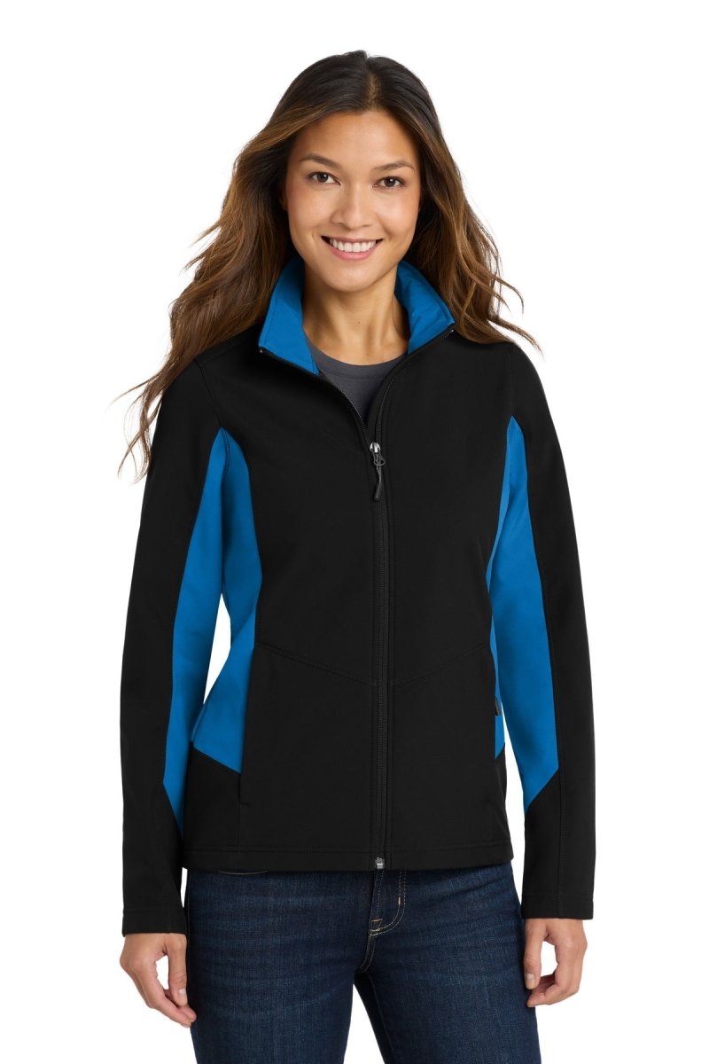 Port Authority ® Women's Core Colorblock Soft Shell Jacket. L318 - Port Authority L318 Black/ Imperial Blue XS Soft Shell Jackets