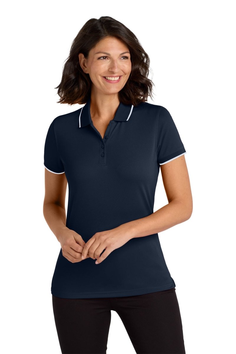 Port Authority ® Women's Dry Zone ® UV Micro - Mesh Tipped Polo. LK111 - Port Authority LK111 River Blue Navy/ White XS Polos/Knits