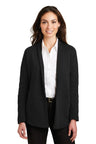 Port Authority ® Women's Interlock Cardigan. L807 - Port Authority L807 Deep Black/ Charcoal Heather XS Polos/Knits