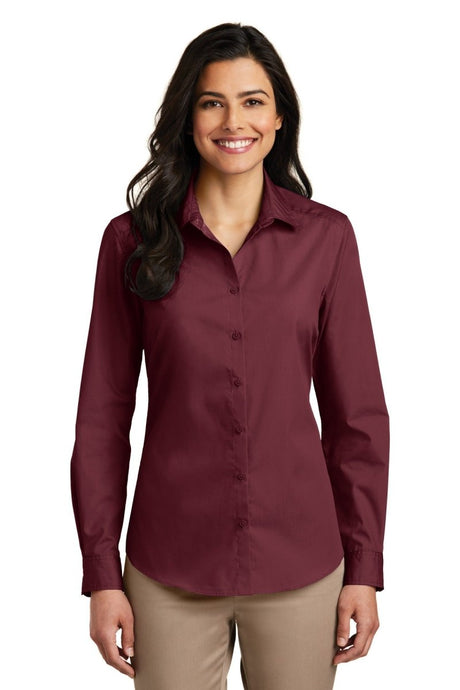 Port Authority ® Women's Long Sleeve Carefree Poplin Shirt. LW100 - Port Authority LW100 Burgundy XS Women's