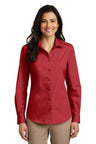 Port Authority ® Women's Long Sleeve Carefree Poplin Shirt. LW100 - Port Authority LW100 Rich Red XS Women's