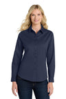 Port Authority ® Women's Long Sleeve Easy Care Shirt. L608 - Port Authority L608 Navy/ Light Stone XS Women's