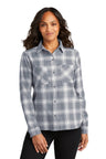 Port Authority ® Women's Plaid Flannel Shirt LW669 - Port Authority LW669 Grey/ Cream Open Plaid XS Women's